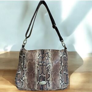 Ricardo Beverly Hills Snake Skin Print Book Bag Tote Travel Adjustable Strap